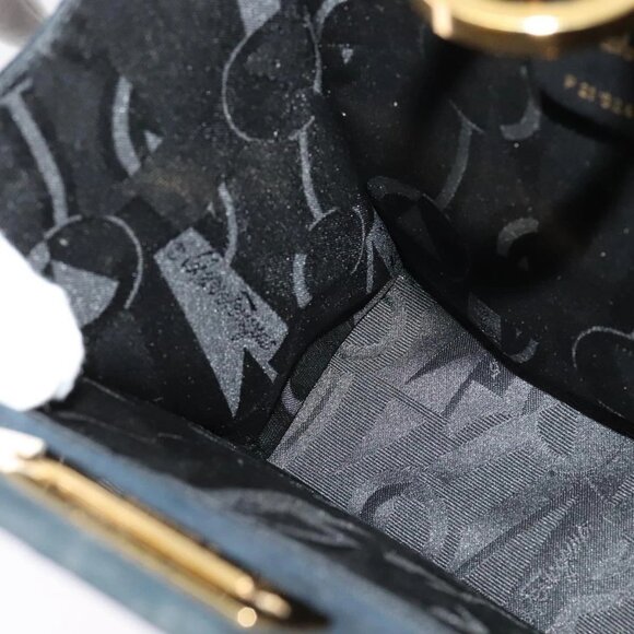 Salvatore Ferragamo Gancini Chain Shoulder Bag Suede Black Gold Auth 140965 - Picture 11 of 16